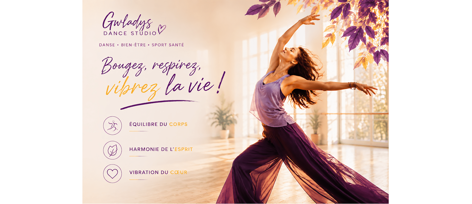 Approche danse bien-être et sport santé du Gwladys Dance Studio à Mougins.